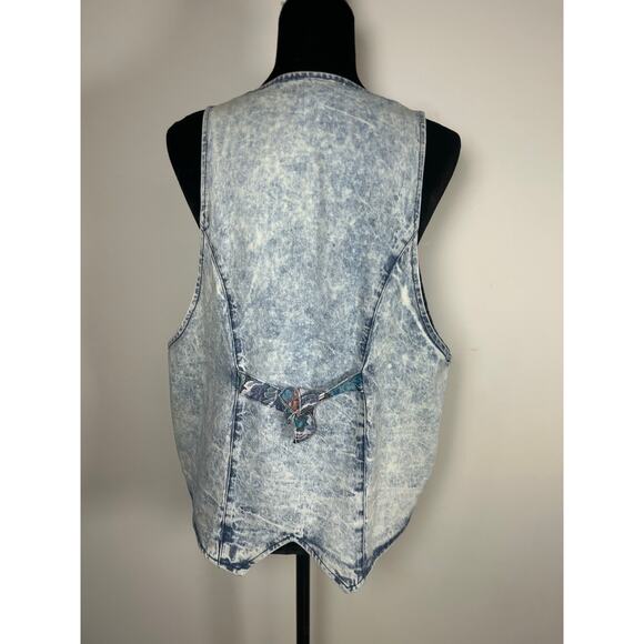 VNT Take Nine Maternity Wear Tabatha style denim floral vest Size L Womens Blue - Picture 2 of 12